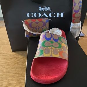 Brand new Coach slides,Crossbody and belt